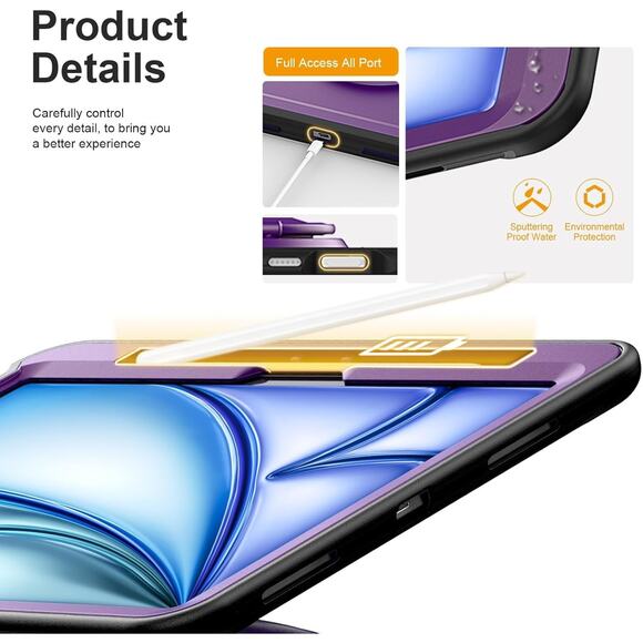 Shockproof 360° Rotation Handle Stand Case for iPad Air 11" M2 (2024) M3 (2025) - Picture 12 of 13